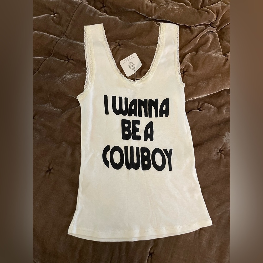 I Wanna Be A Cowboy Lace Detail Tank Top